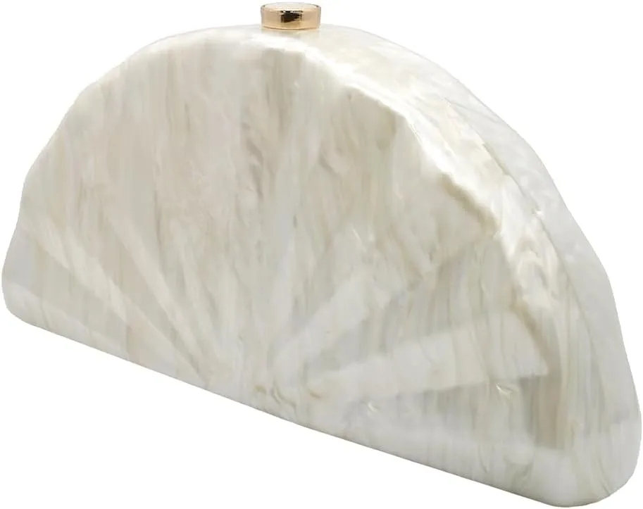 Women Fan Shell Acrylic Clutch Purse Marble Evening Bag Unique Handbag Cute Shell Clutch Wedding Purse for Party