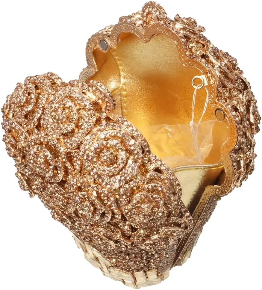 Women Floral Rhinestone Purse Diamond Flower Basket Handbag Unique Crystal Clutch Luxury Wedding Party Evening Bag