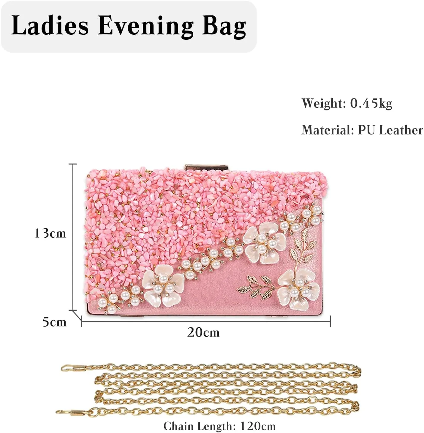 Women Flower Evening Bag Rhinestone Clutch Bag Sparkly Crystal Handbag Pearl Beaded Shoulder Bag Bridal Wedding Purse