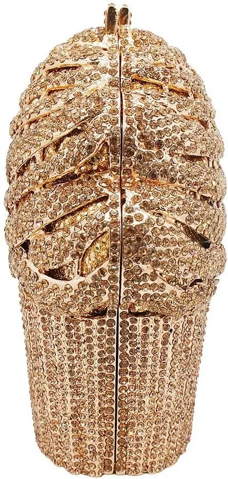 Women Ice Cream Crystal Evening Bag Luxury Rhinestone Clutch Wedding Party Minaudiere Purse and Handbag for Cocktail