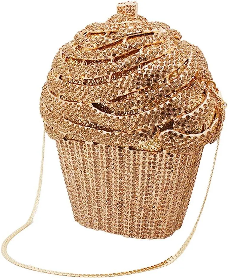 Women Ice Cream Crystal Evening Bag Luxury Rhinestone Clutch Wedding Party Minaudiere Purse and Handbag for Cocktail