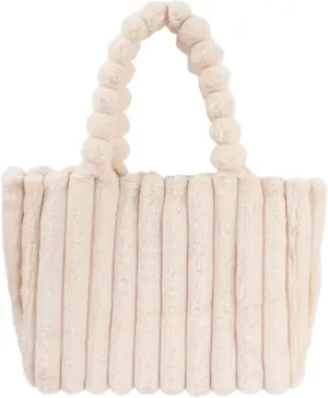 Women Ladies Cute Bear Plush Shoulder Bag Large Tote Handbag Purse Faux Fur Shopping Dating Bag