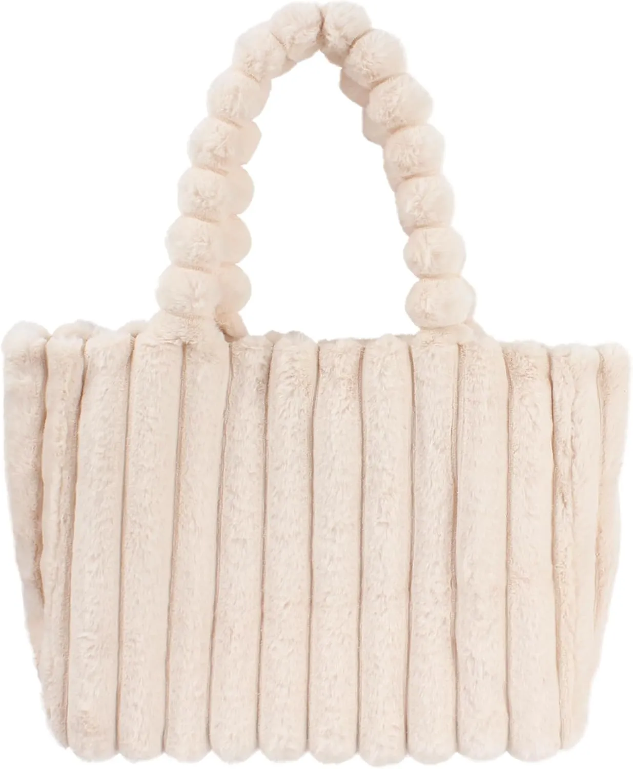 Women Ladies Cute Bear Plush Shoulder Bag Large Tote Handbag Purse Faux Fur Shopping Dating Bag