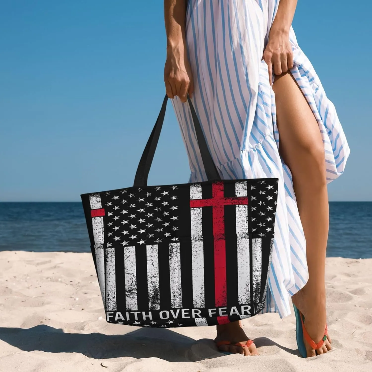 Women Large Beach Bag Travel Weekender Foldable Tote Bag for Pool Beach Vacation Gym