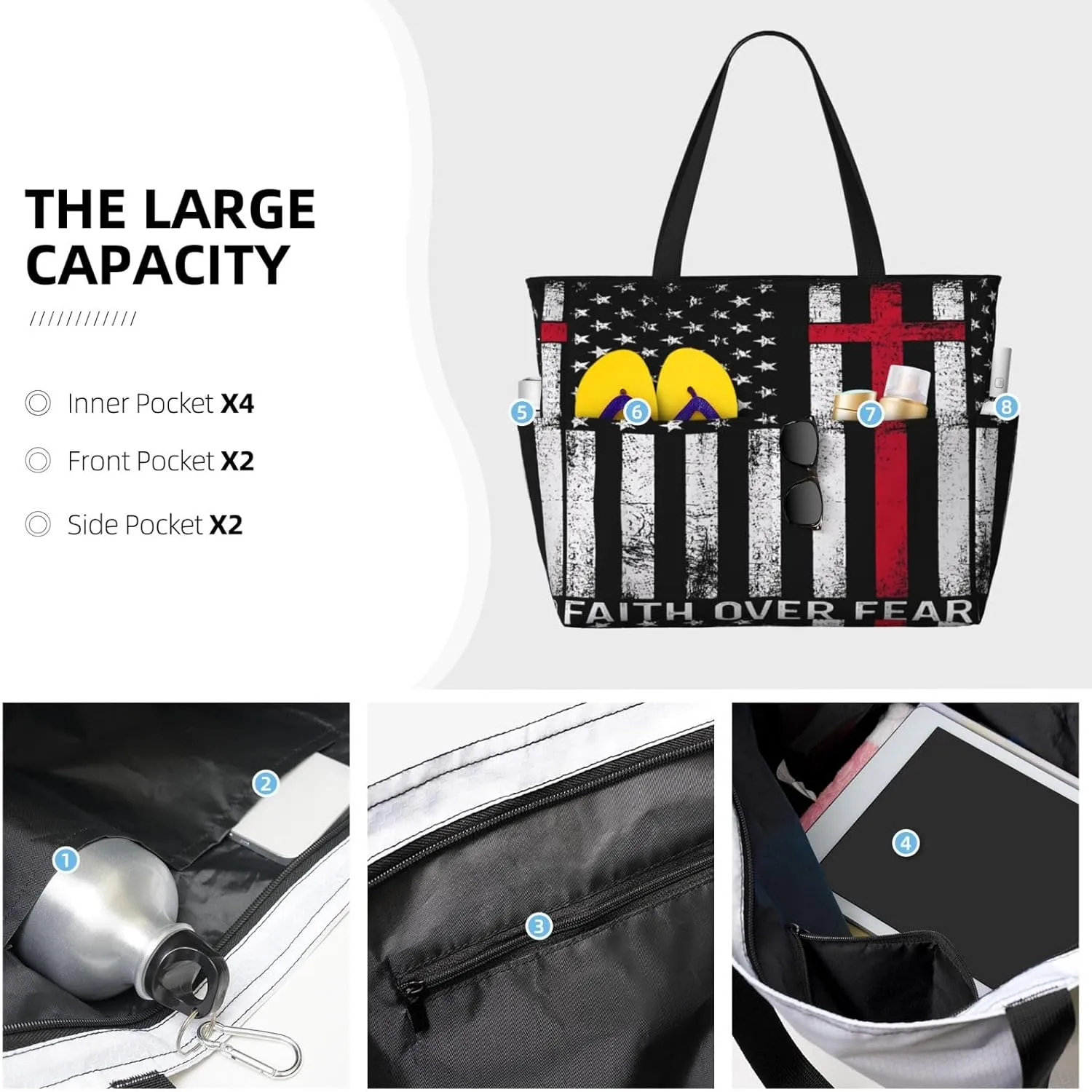 Women Large Beach Bag Travel Weekender Foldable Tote Bag for Pool Beach Vacation Gym