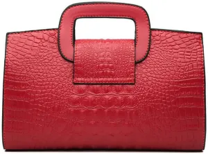 Women Leather Handbag Crocodile Pattern Satchel Elegant Tote Purse Fashion Ladies Evening Bag Classic Wallets (Brown)
