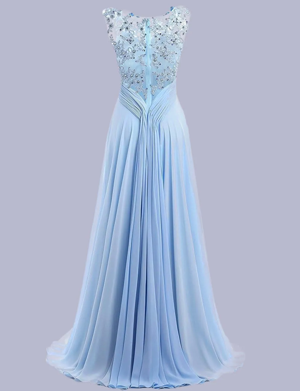 Women Long Beaded Chiffon Bridesmaid Dresses Prom Formal Dress