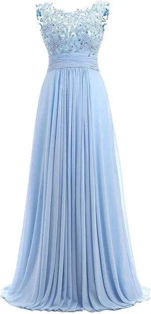 Women Long Beaded Chiffon Bridesmaid Dresses Prom Formal Dress
