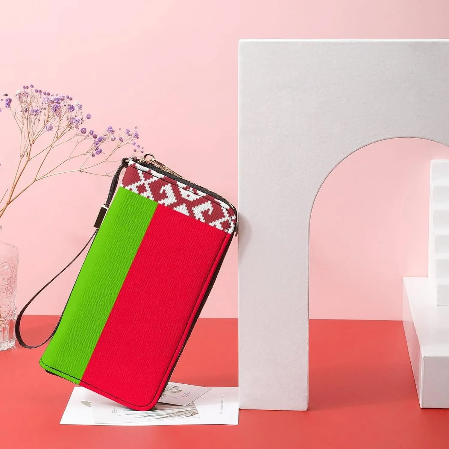 Women Men Belarus Flag Zipper Long Purse with Removable Wristlet Stylish PU Wallet Travel Clutch