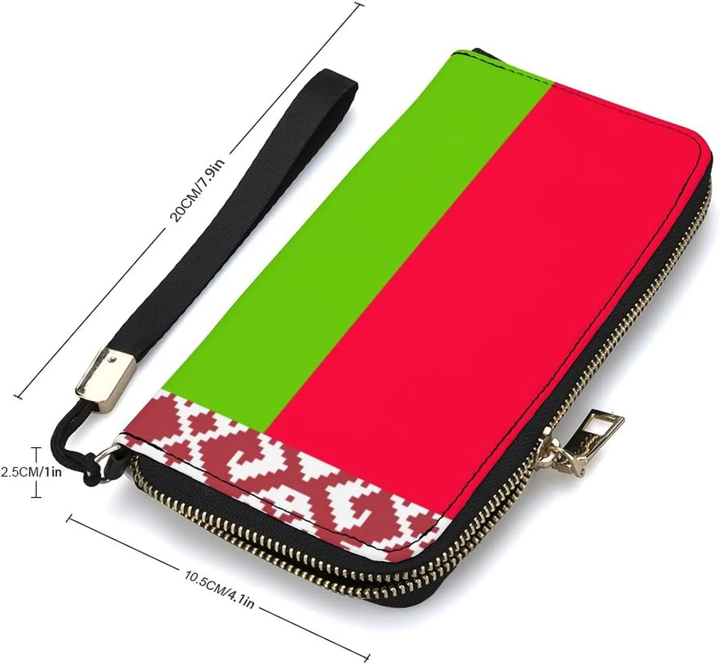 Women Men Belarus Flag Zipper Long Purse with Removable Wristlet Stylish PU Wallet Travel Clutch