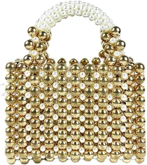 Women Pearl Clutch Bag Beaded Handbag Purse Wedding Bridal Evening Bag Elegant Shoulder Bag for Formal Party