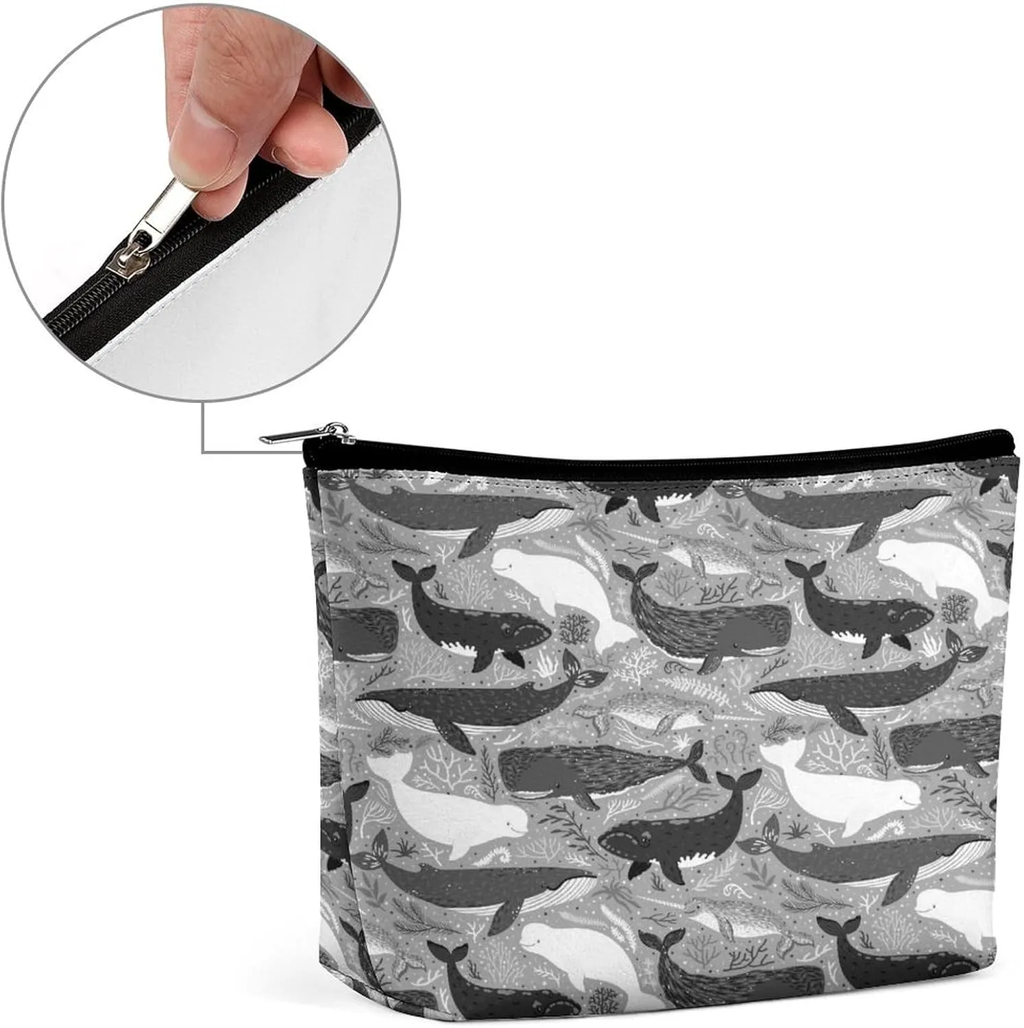 Women PU Leather Cosmetic Bag, Makeup Case Purse Holder Zipper Pouch Handbag Organizer Toiletry Storage 6.8x5.9x2.3 in