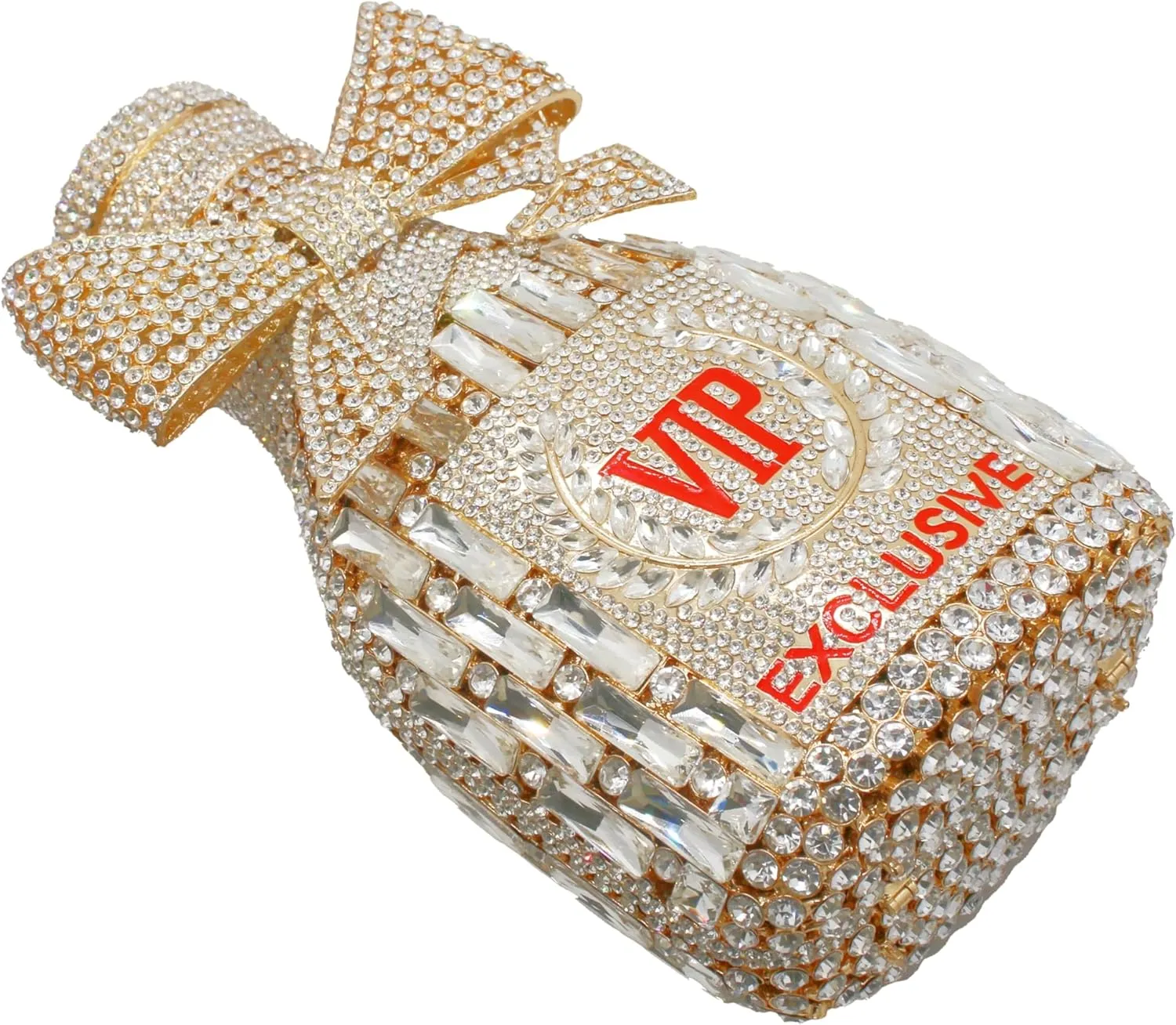 Women Rhinestone Clutch Purse Champagne Bottle Evening Bag Bling Diamond Handbag Unique Bride Purse for Paty Wedding