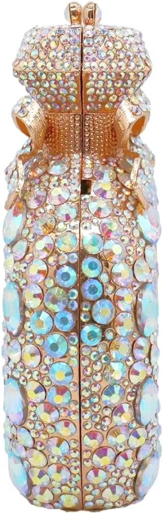Women Rhinestone Perfume Bottle Clutch Purse Luxury Shell Crystal Evening Bag Cute Diamond Wedding Party Handbag