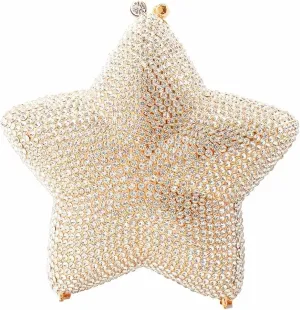 Women Rhinestone Star Shape Clutch Purse Unique Crystal Evening Bag Luxury Chain Handbag for Wedding Cocktail Party
