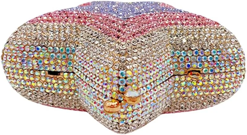 Women Rhinestone Star Shape Clutch Purse Unique Crystal Evening Bag Luxury Chain Handbag for Wedding Cocktail Party