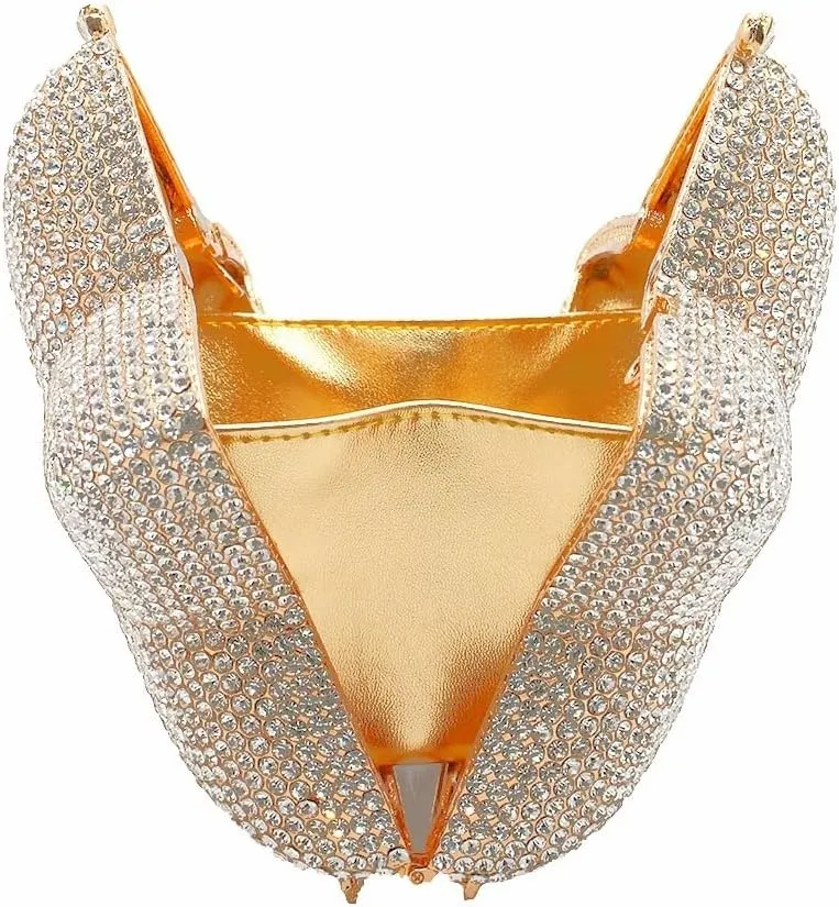 Women Rhinestone Star Shape Clutch Purse Unique Crystal Evening Bag Luxury Chain Handbag for Wedding Cocktail Party
