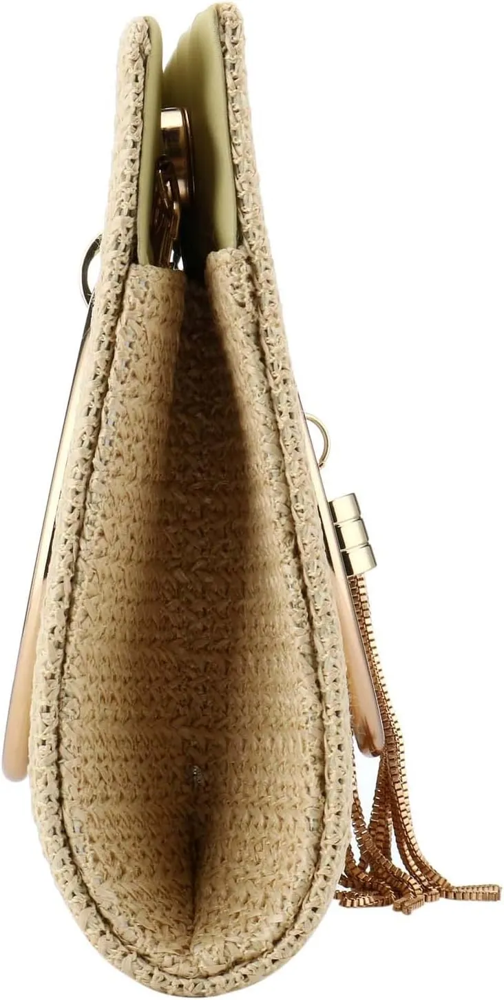 Women Straw Bag Crossbody Clutch Evening Clutch Purse Beach Shoulder Handbag