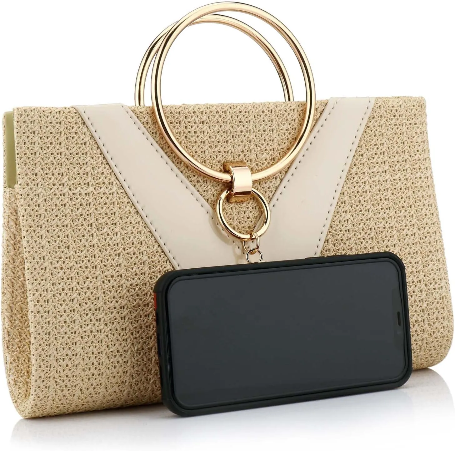 Women Straw Bag Crossbody Clutch Evening Clutch Purse Beach Shoulder Handbag