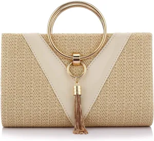 Women Straw Bag Crossbody Clutch Evening Clutch Purse Beach Shoulder Handbag