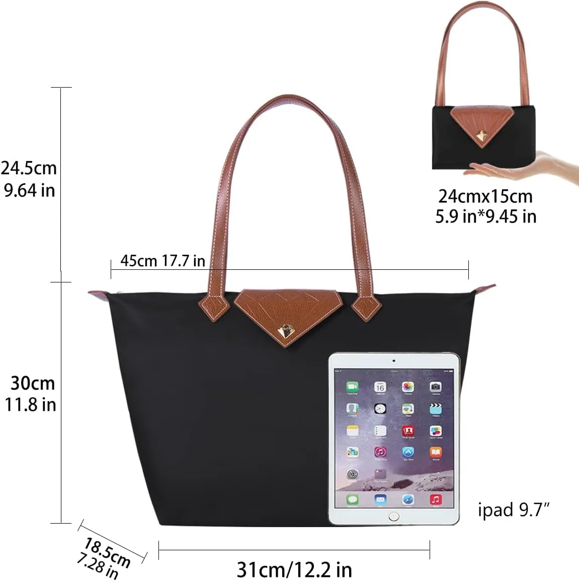 Women Tote Bag,Stylish Waterproof Nylon Ladies Shoulder Bag, Folding Beach Travel Bag for Work,Shopping, Large