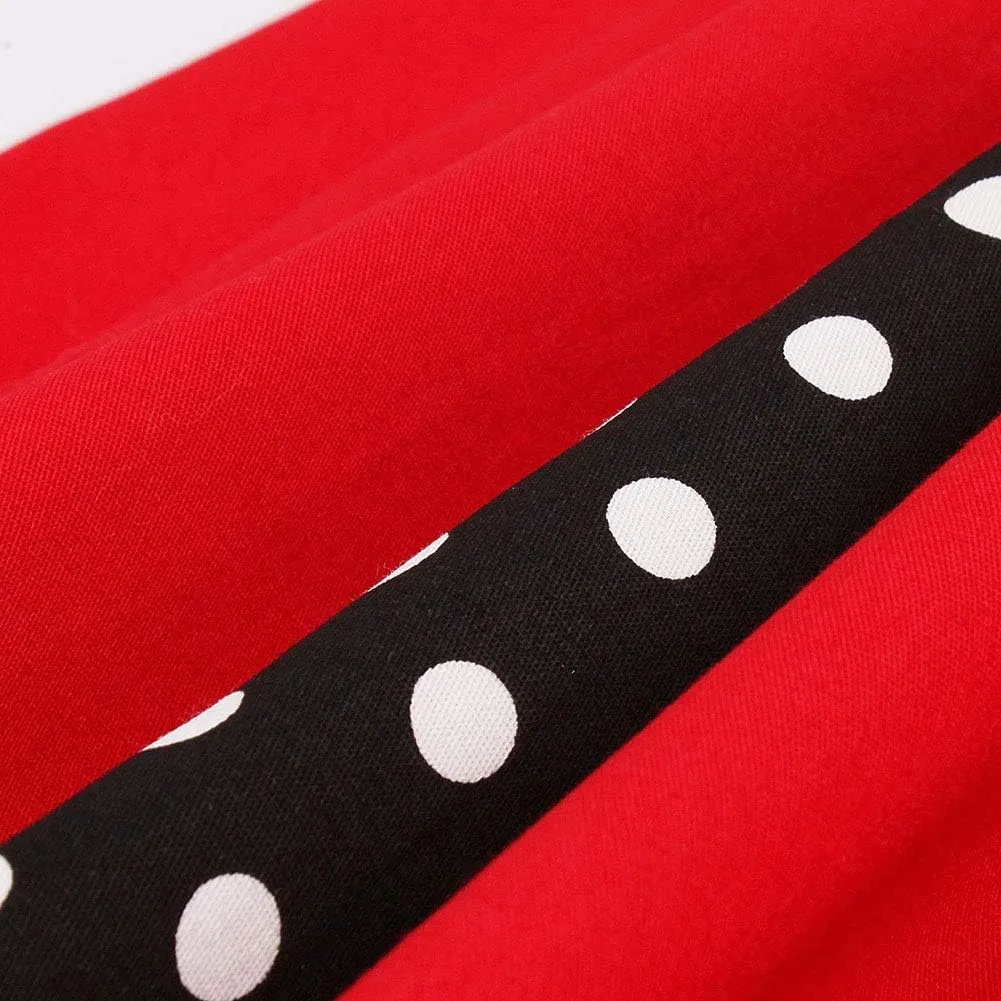 Women Vintage Polka Dot 1950s Rockabilly Halter Audrey Dress Retro Floral Evening Cocktail Swing Dress
