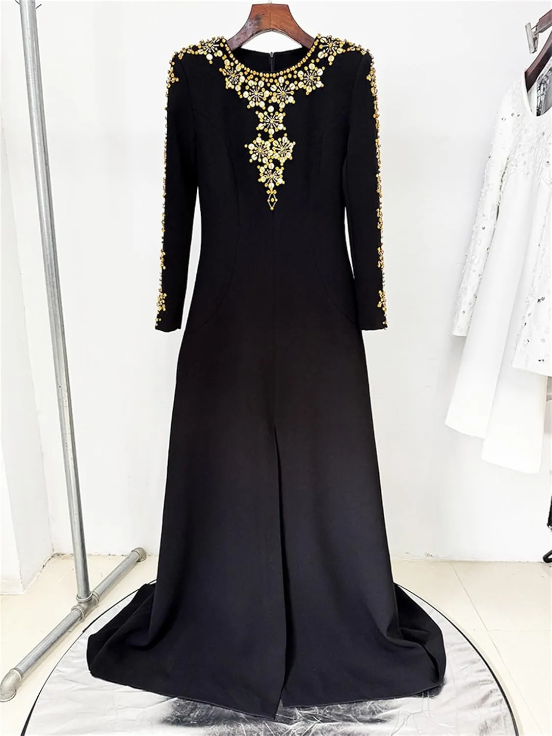 Women's 2025 Designer Party Dresses Rhinestone Diamonds Beaded Split Long Maxi Prom Dress Female Evening Gown