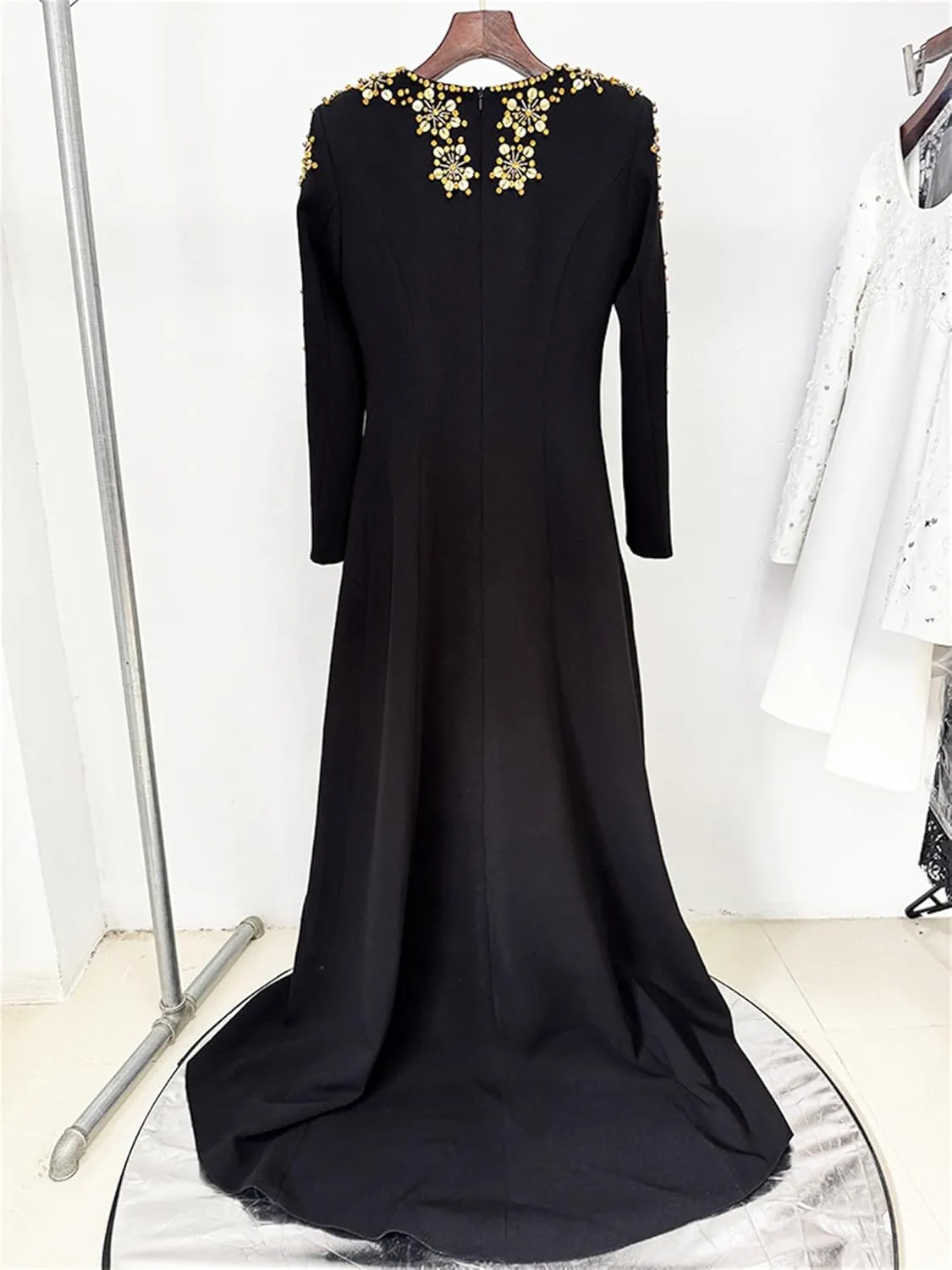 Women's 2025 Designer Party Dresses Rhinestone Diamonds Beaded Split Long Maxi Prom Dress Female Evening Gown
