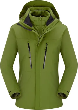 Women's 3-in-1 Waterproof Jacket Ski Jacket Winter Warm Waterproof Jacket