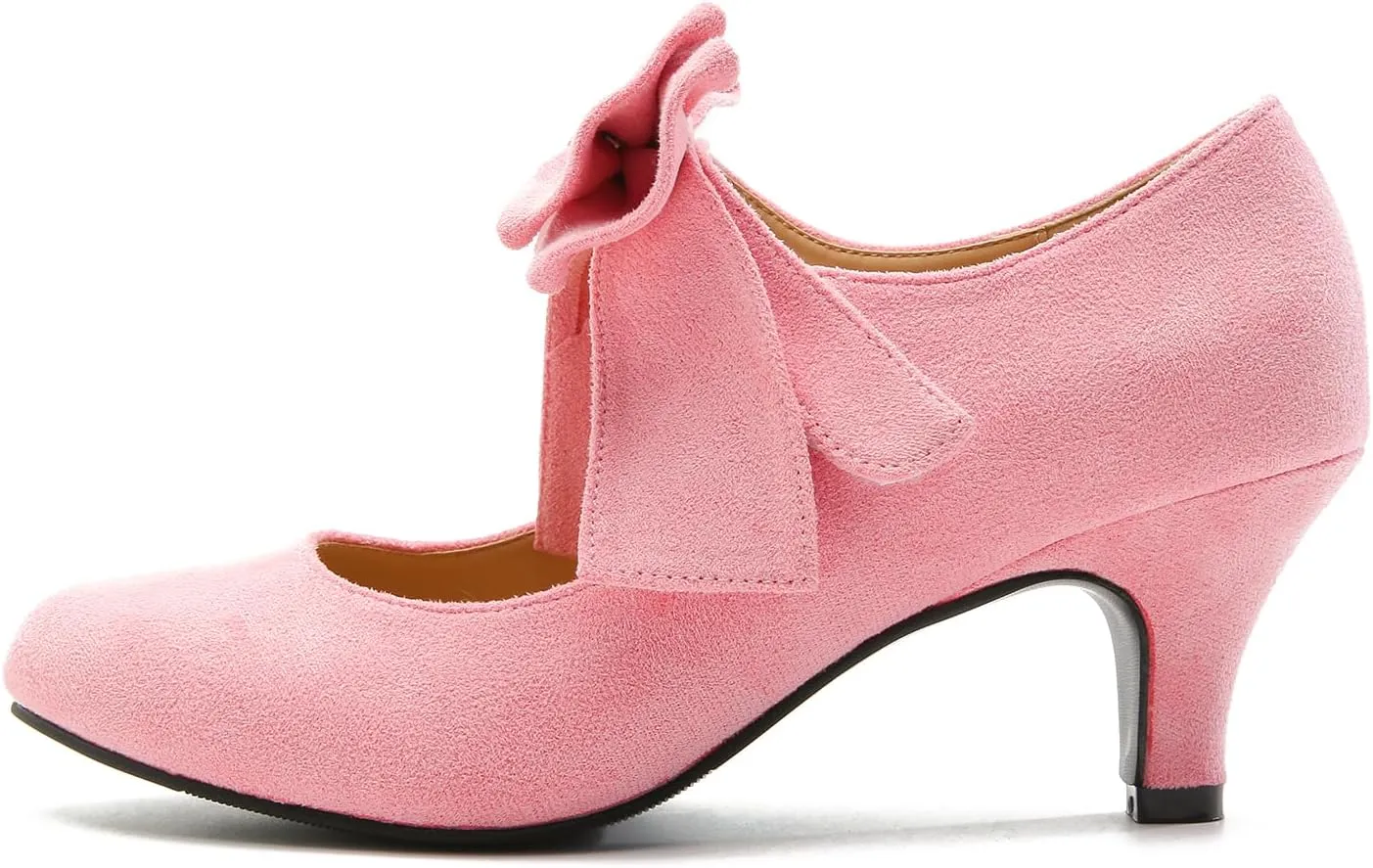 Women's Bow Mary Jane Kitten Heel Round Toe Low Heels Ankle Strap Dress Evening Party Pumps