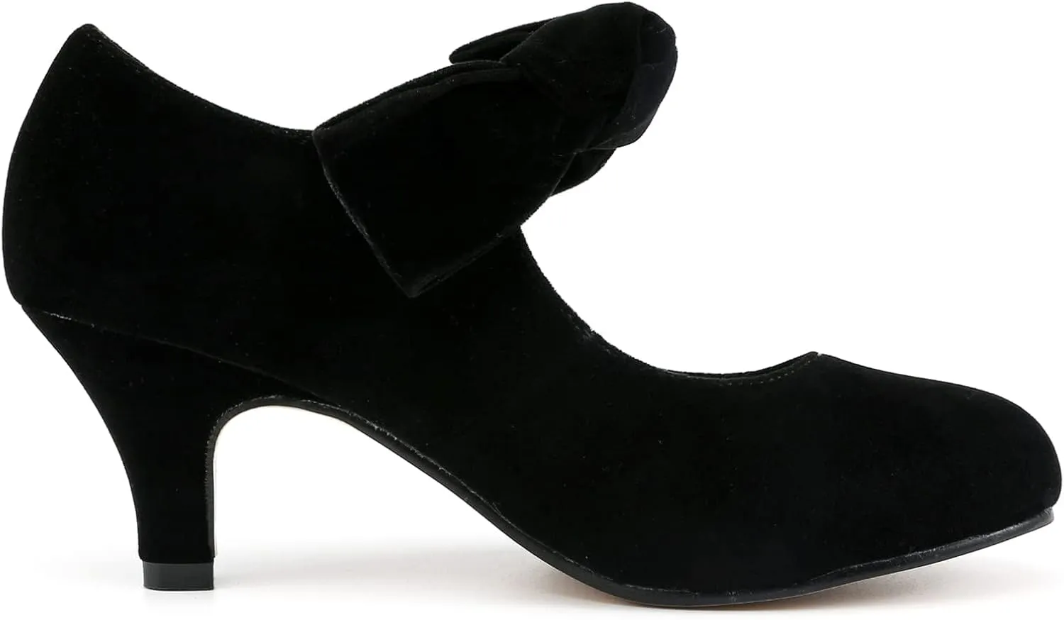 Women's Bow Mary Jane Kitten Heels Pumps Round Toe Low Heels Ankle Strap Wedding Dress Evening Party Shoes