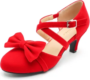 Womens Bow Mary Janes Low Kitten Heels Closed Toe Cross Ankle Strap Dress Shoes Comfortable Vintage Wedding Pumps Dress Shoes