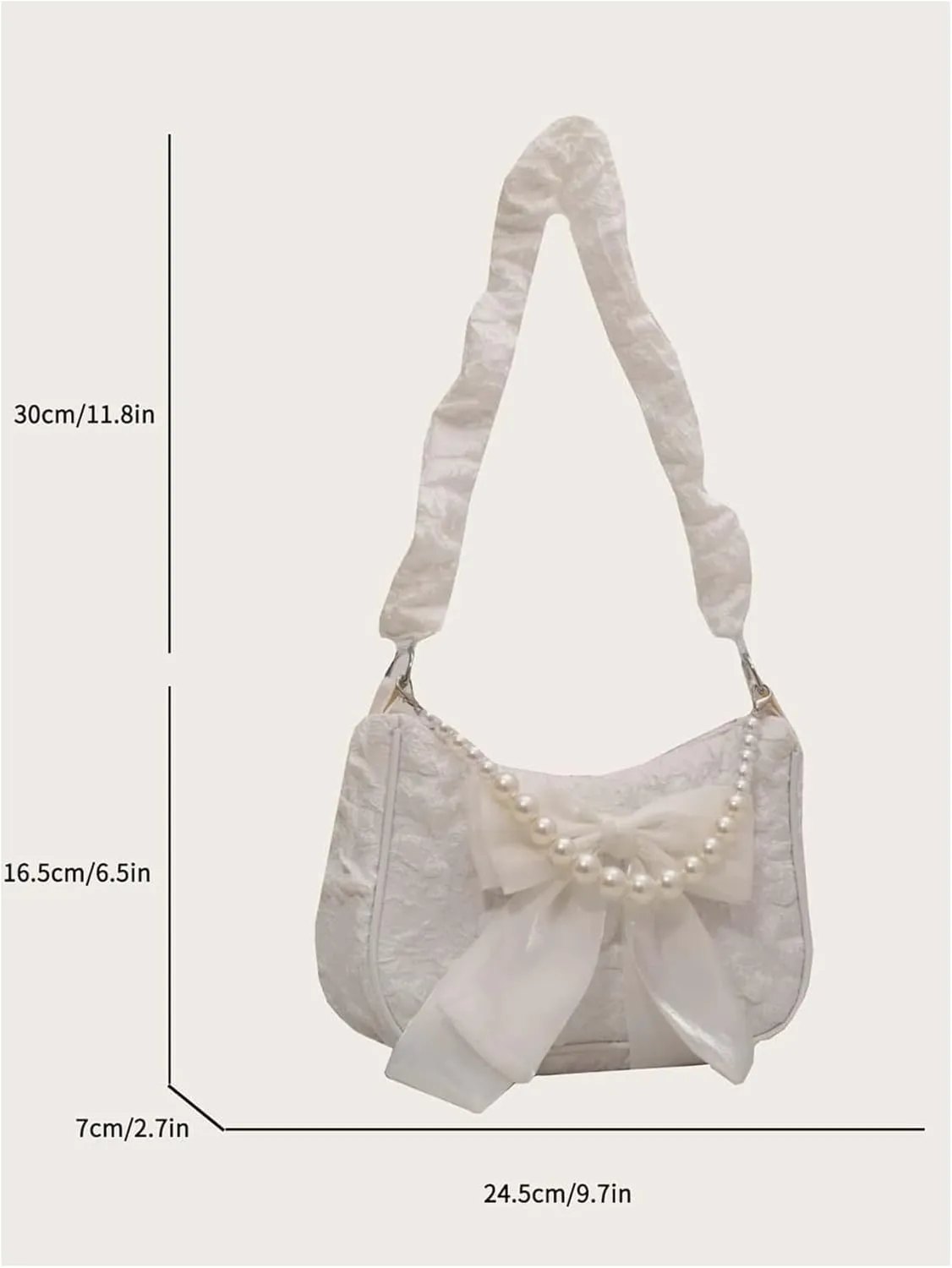 Women's Bowknot Beaded Handbags Zipper Top Y2k Handle Cute Underarm Bags Purse Evening Clutch