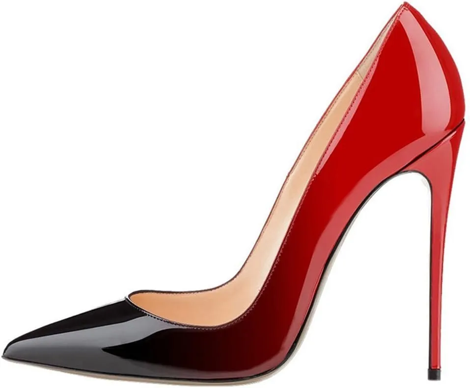 Women's Classic Patent Leather Pointed Toe Slip On 4.7IN Sexy Stiletto High Heels Pumps Shoes for Party Evening Wedding