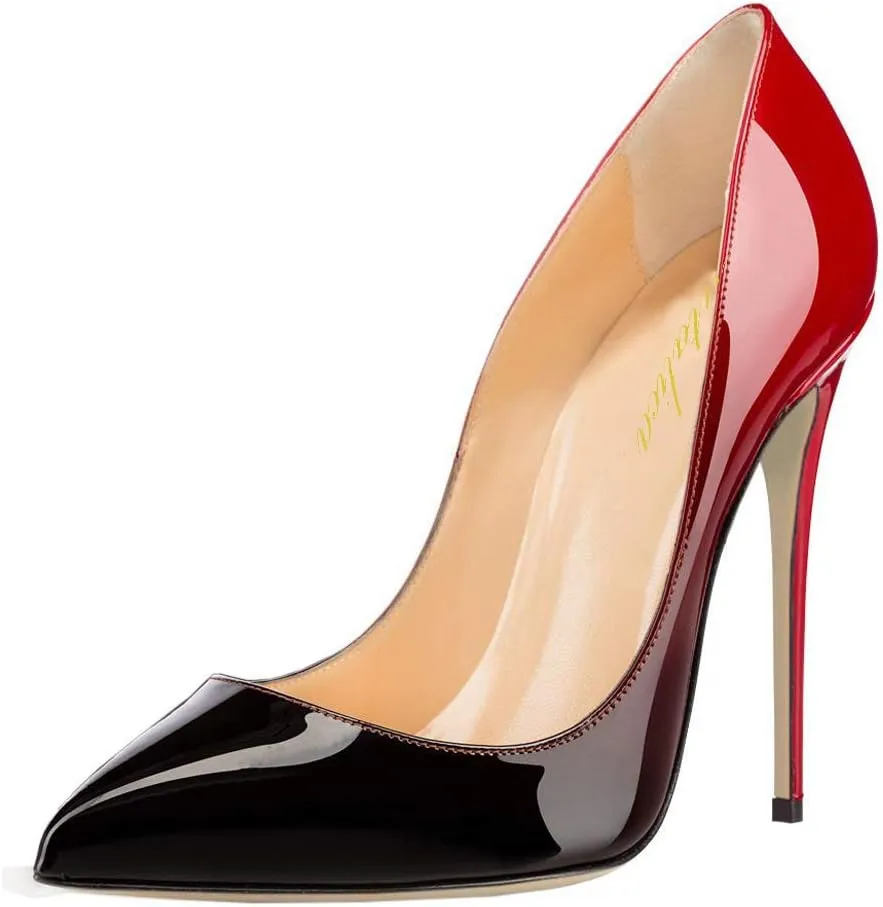 Women's Classic Patent Leather Pointed Toe Slip On 4.7IN Sexy Stiletto High Heels Pumps Shoes for Party Evening Wedding