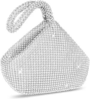 Women's Clutch Evening Bag- Mini Size Full Rhinestones Bling Wrist Clutch Purse for Party Wedding Date Night
