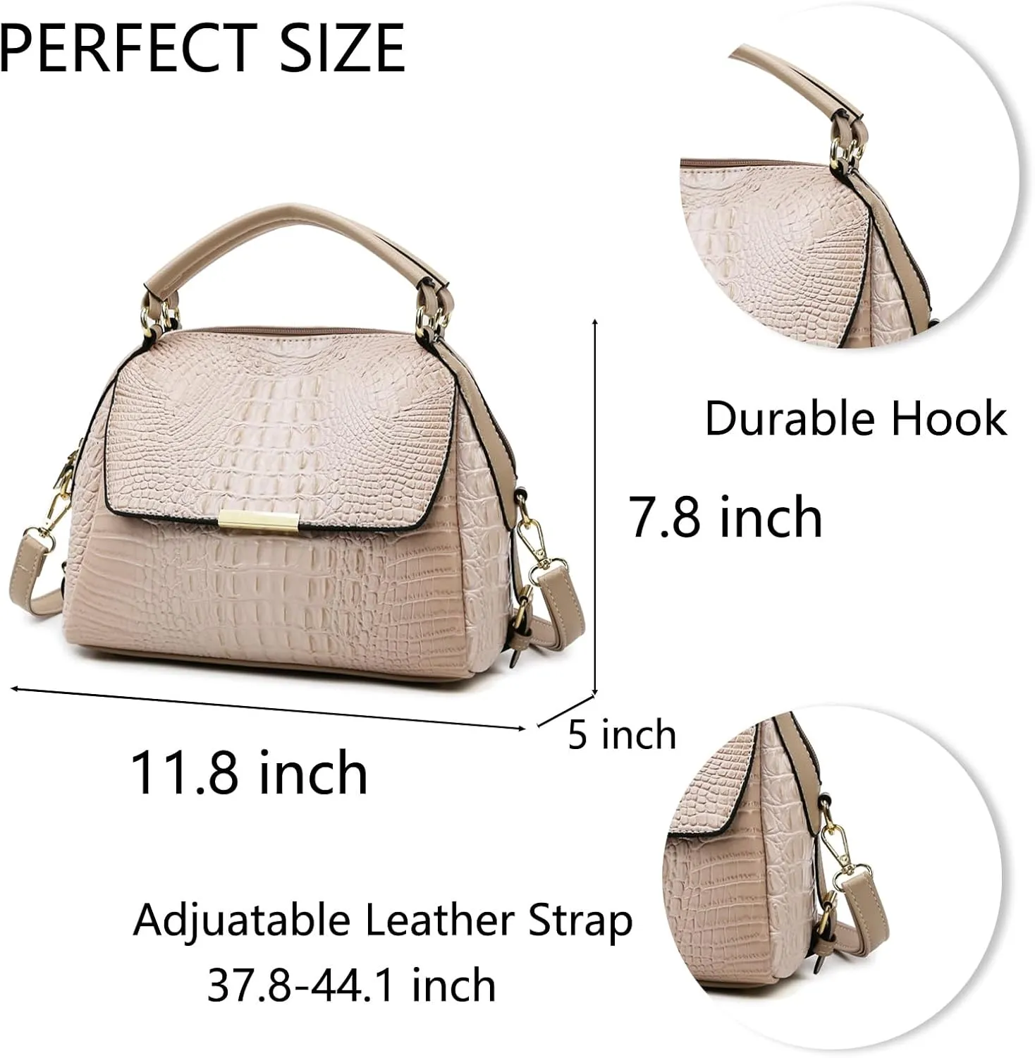Women's Crocodile Style Handbags: Fashionable Large Capacity Tote Bags with Adjustable Shoulder Strap