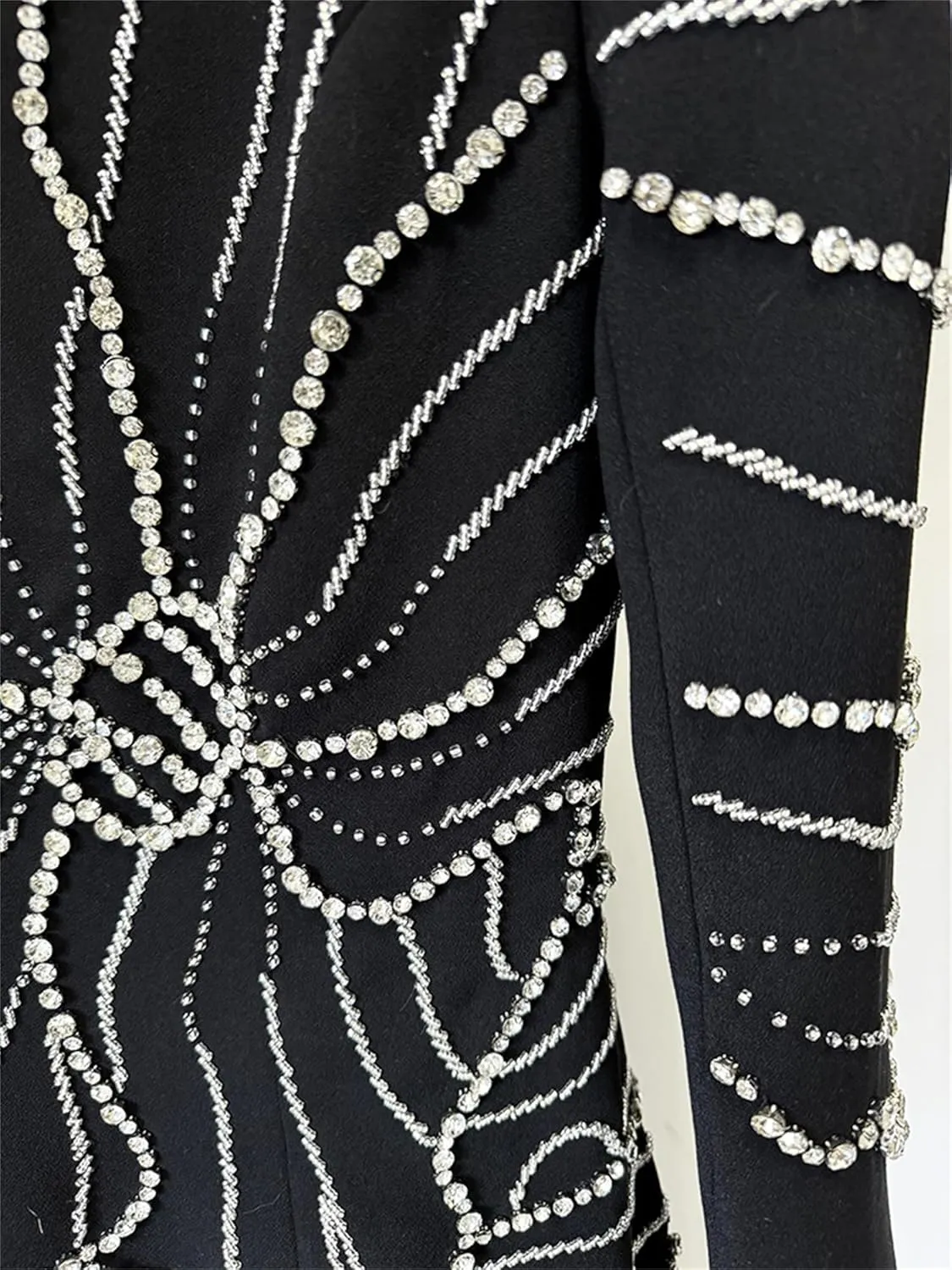 Women's Elegant Prom Long Dress O-Neck Diamonds Beaded Long Sleeve 2025 Female Evening Party Dresses