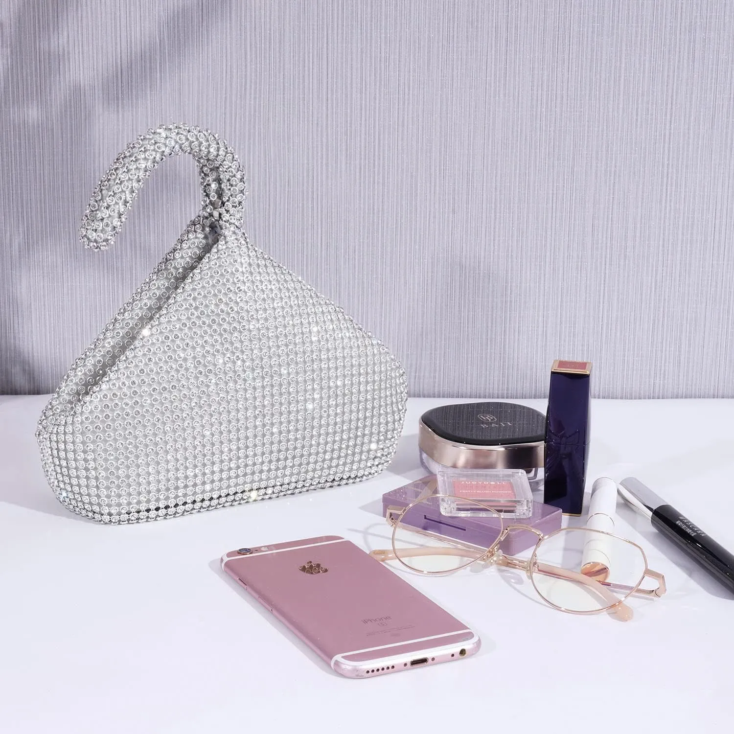 Women's Evening Bag- Upgraded Larger Size Full Rhinestones Bling Wrist Clutch Purse for Party Wedding Date Night