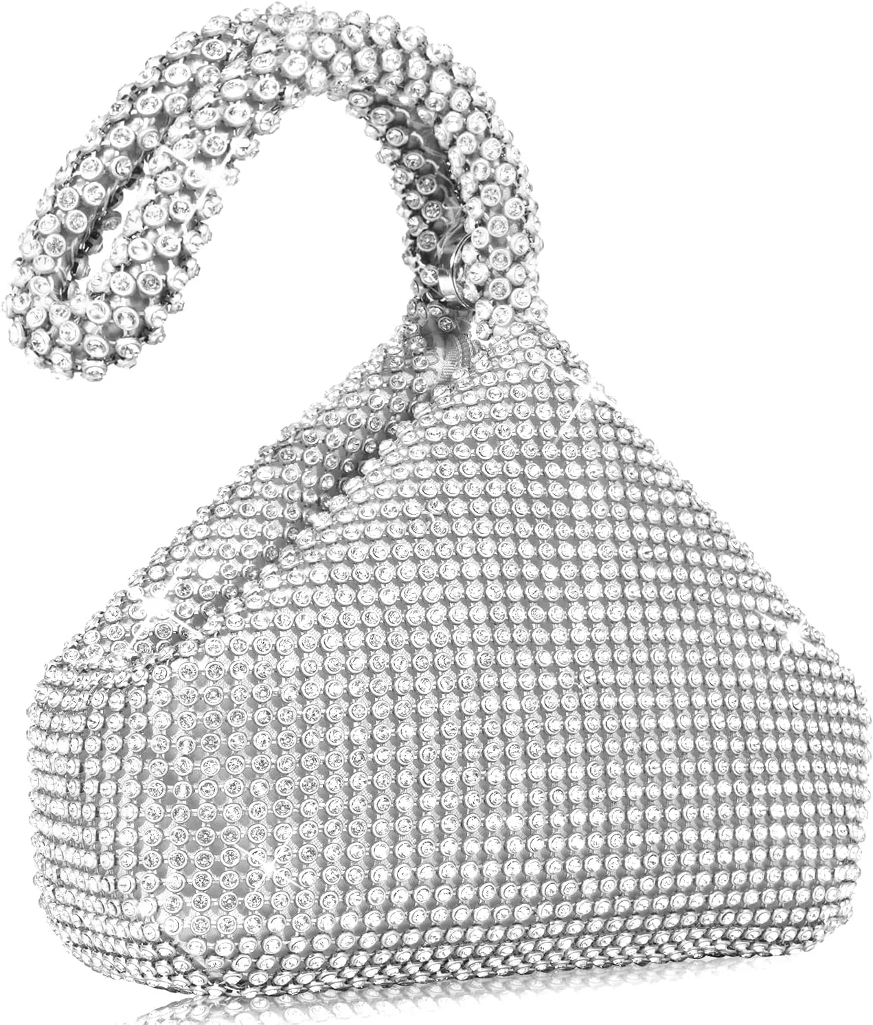 Women's Evening Bag- Upgraded Larger Size Full Rhinestones Bling Wrist Clutch Purse for Party Wedding Date Night