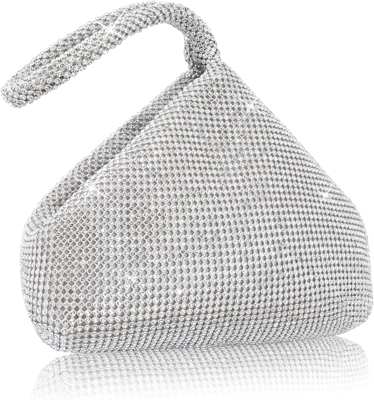 Women's Evening Bag- Upgraded Larger Size Full Rhinestones Bling Wrist Clutch Purse for Party Wedding Date Night