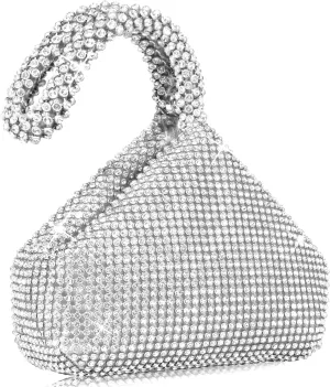 Women's Evening Bag- Upgraded Larger Size Full Rhinestones Bling Wrist Clutch Purse for Party Wedding Date Night