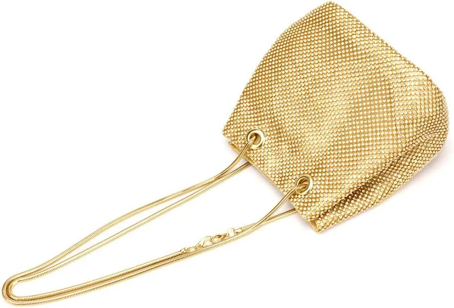 Women's Evening Bag- Upgraded Size Full Rhinestones Bucket Bag Shining Bag Shoulder Bag for Party Wedding Date Night
