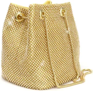 Women's Evening Bag- Upgraded Size Full Rhinestones Bucket Bag Shining Bag Shoulder Bag for Party Wedding Date Night