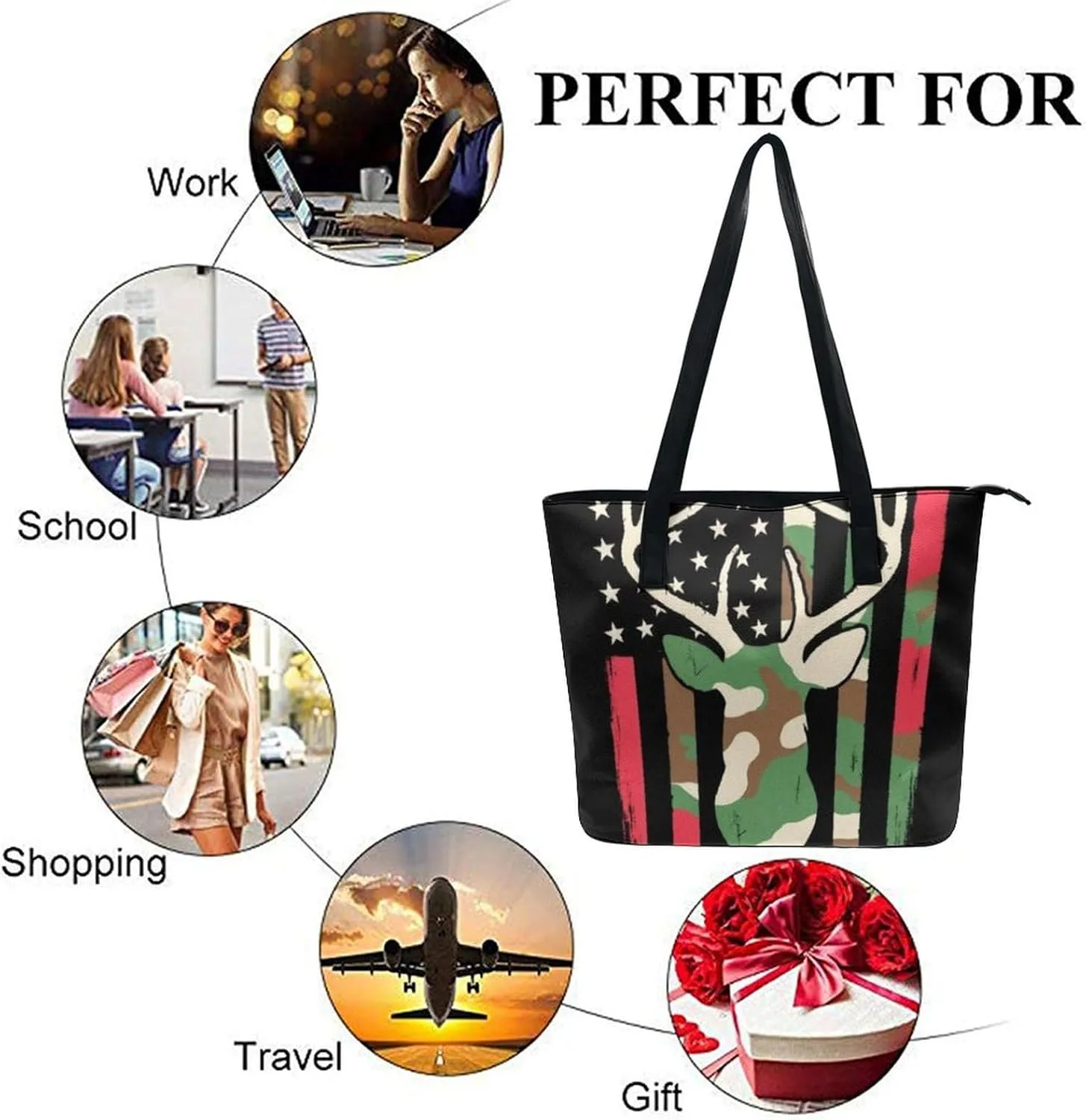 Women's Fashion Tote Bag, Large Capacity Lightweight Handbag, Shopping Bags with Compartment