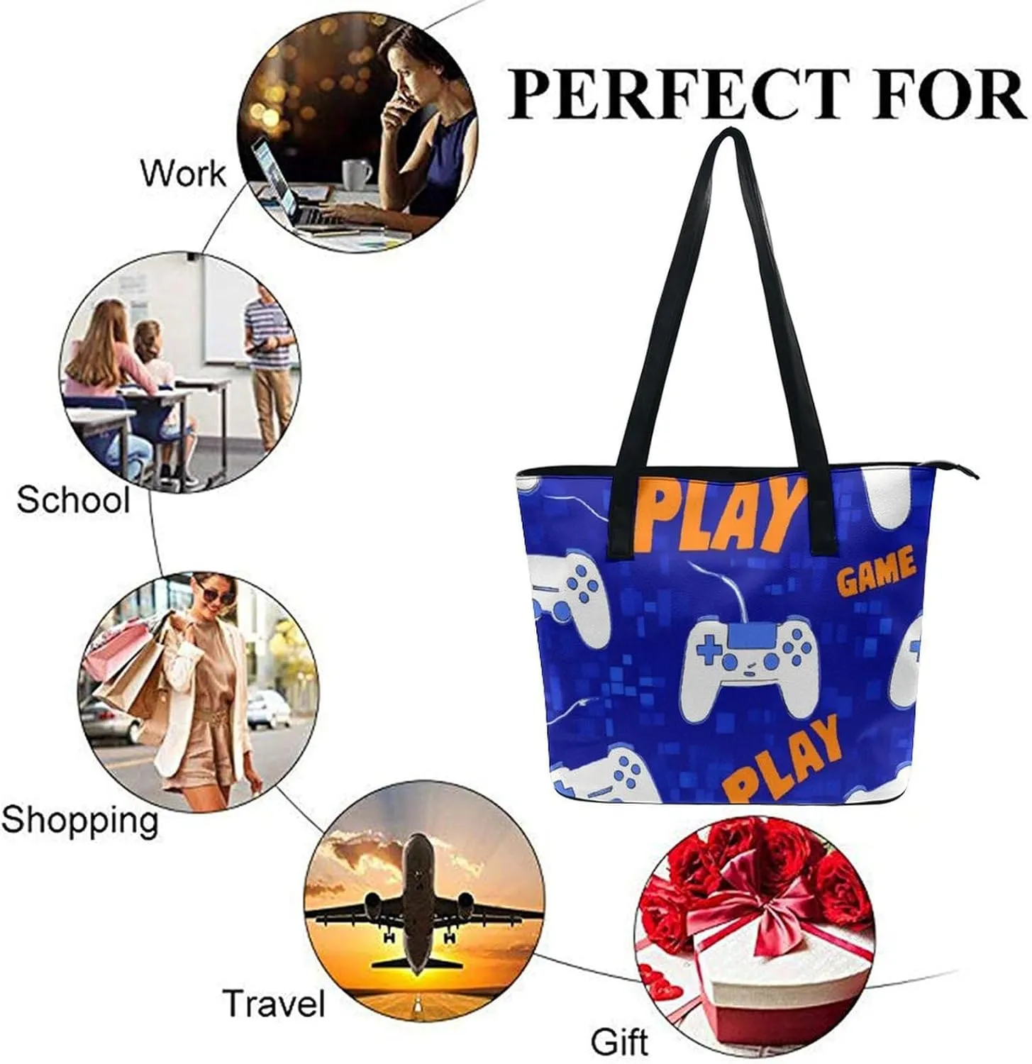 Women's Fashion Tote Bag, Large Capacity Lightweight Handbag, Shopping Bags with Compartment