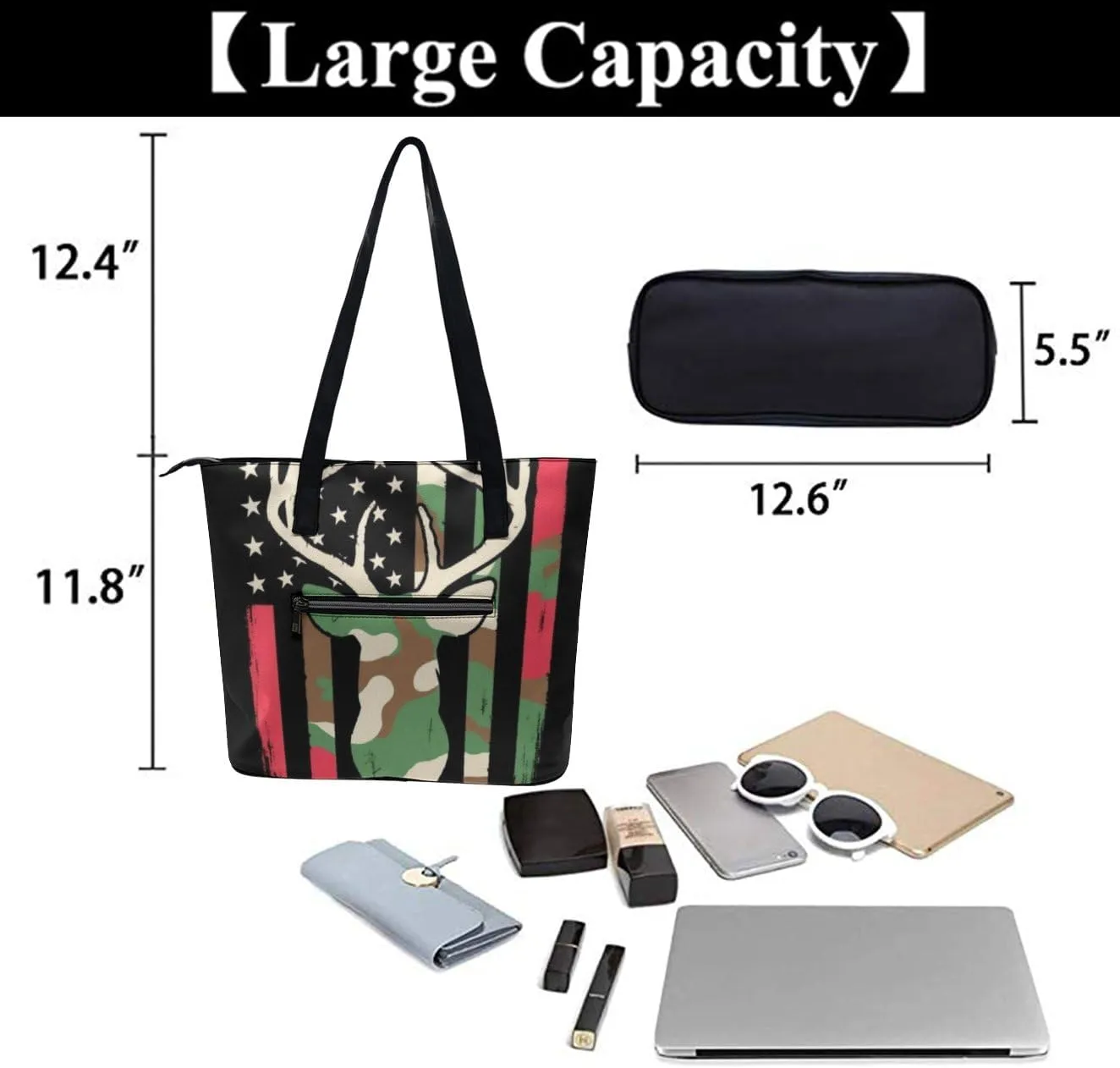 Women's Fashion Tote Bag, Large Capacity Lightweight Handbag, Shopping Bags with Compartment