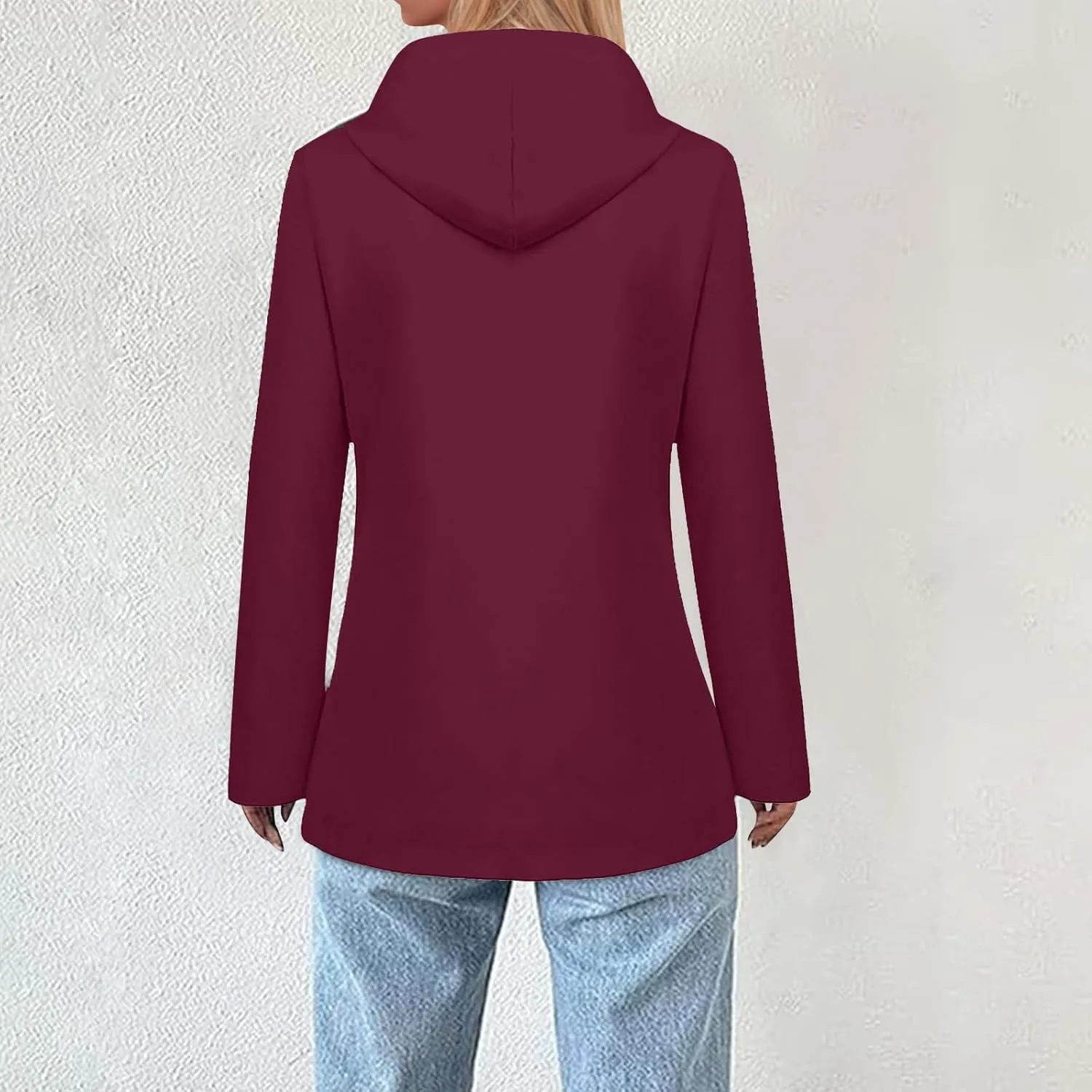 Women's Fleece Lined Rain Jacket Lightweight Waterproof Rain Jackets Casual Zip Hooded Hiking Travel Trench Coats