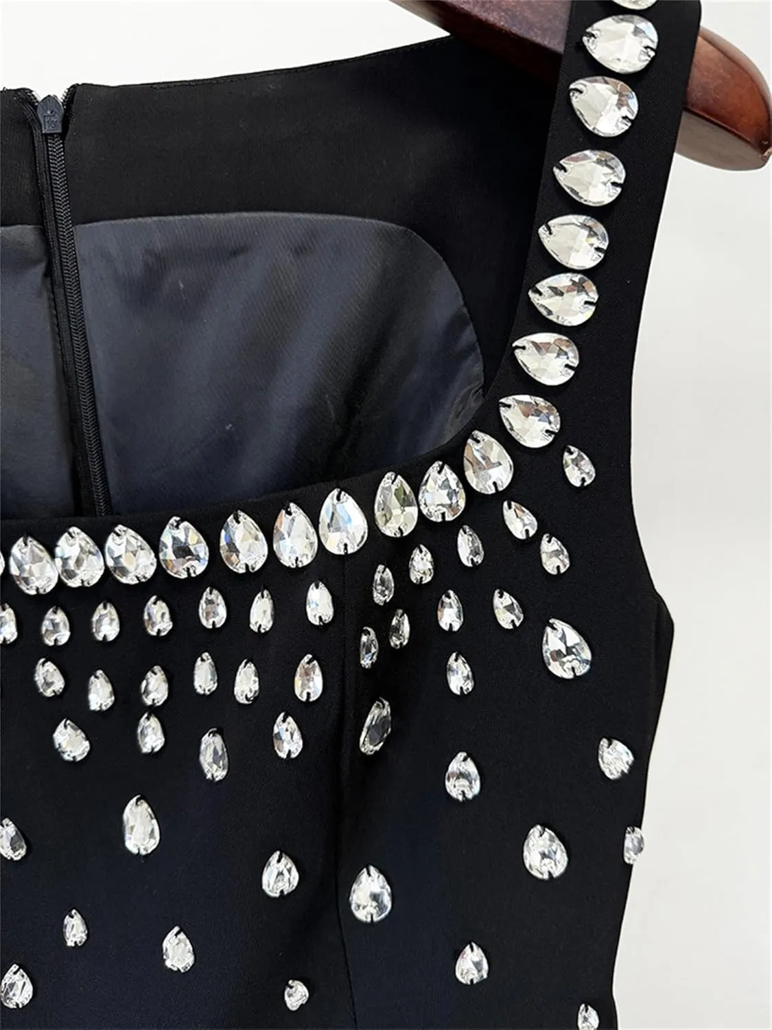 Women's Formal Party Dress 2025 Designer Party Diamonds Beading Evening Floor Length Dress Sleeveless Tank Prom Gown