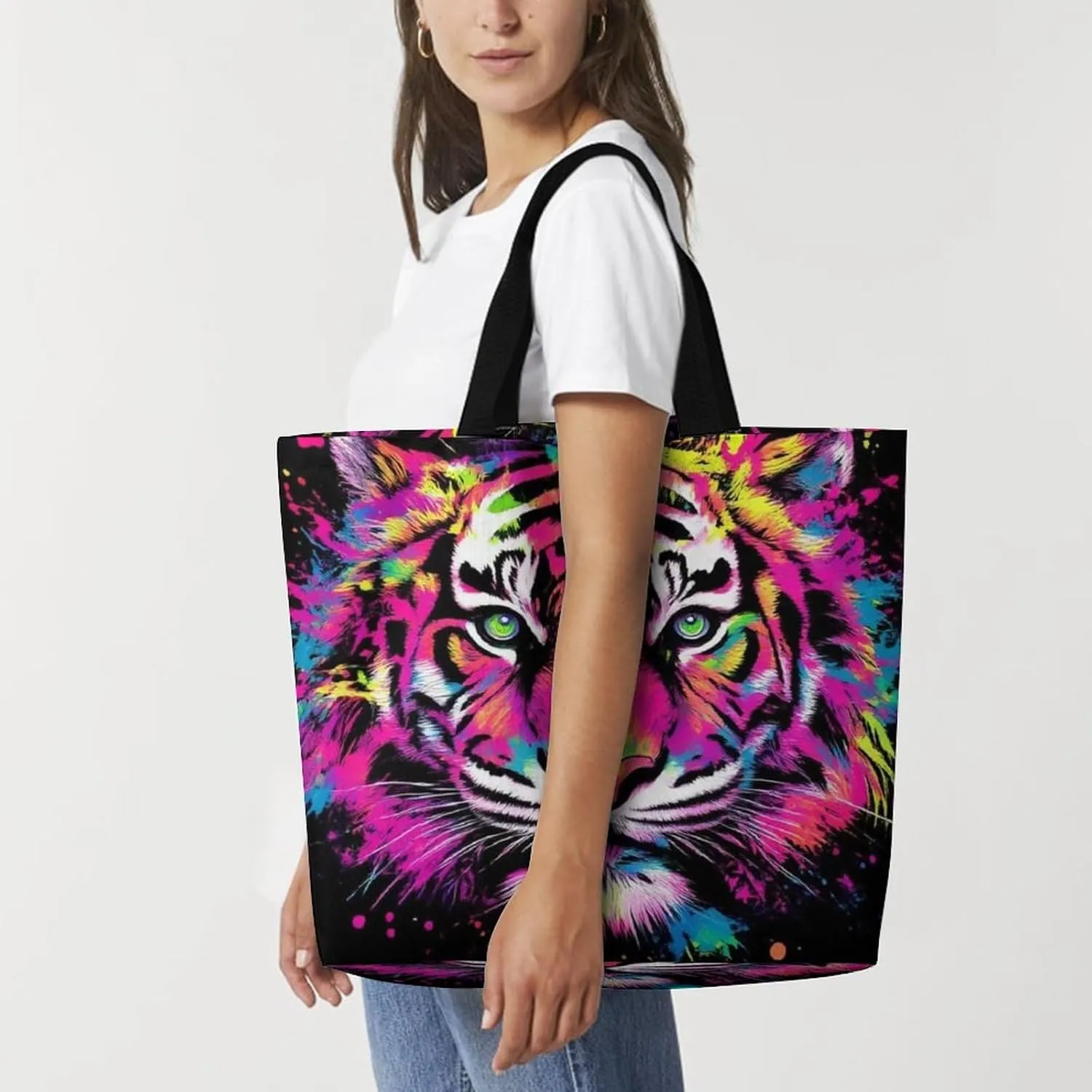 Womens Grocery Bag, Large Capacity Tote Bags Portable Reusable Shopping Shoulder Bag